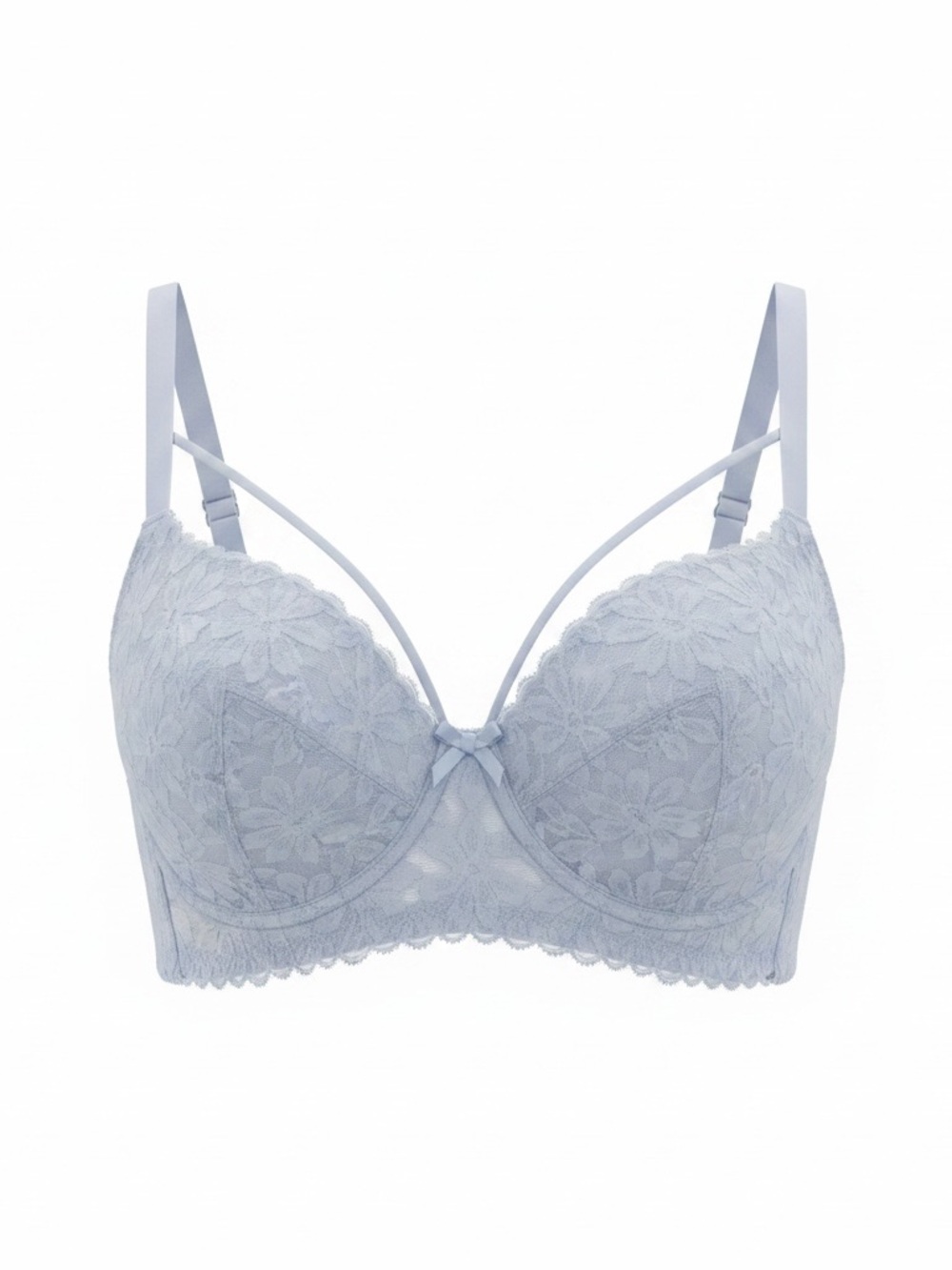 New PINK Victoria’s Secret Light Blue Floral Lace Push-Up Bra L